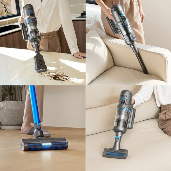 Aspirateur sans fil Puppyoo T12 Pure Steel avec aspirateur à main - HEPA 12 - Bleu