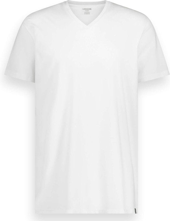 LebasQ - T-shirt Davis pour hommes - 3 packs - avec col en V - Extra long - Convient comme maillot de corps - Blanc - L - Coton