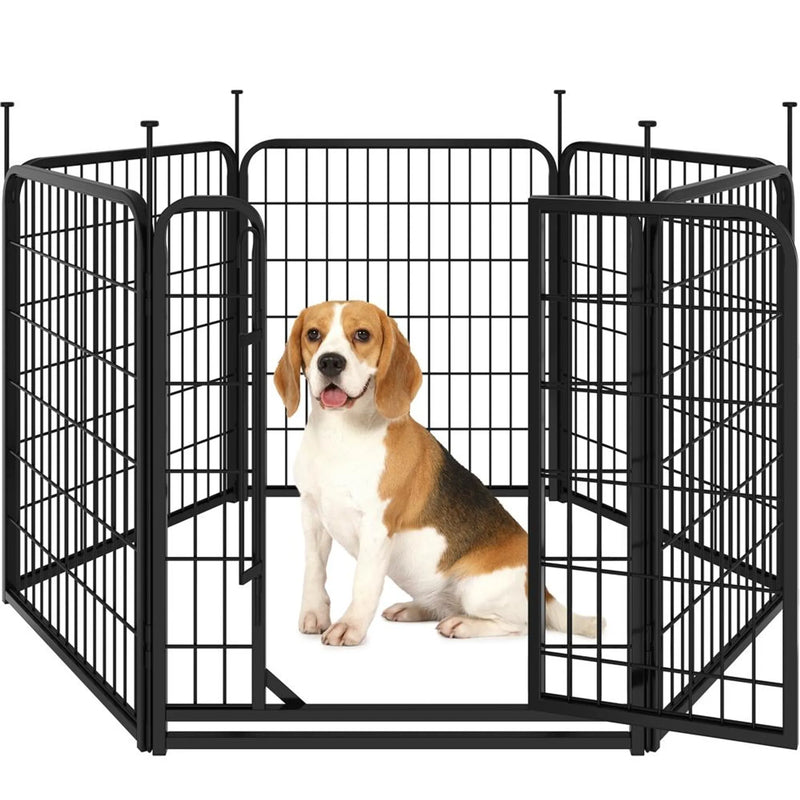 Yaheetech : enclos pour chien sûr et modulable à 6 éléments, 80 cm – Noir mat – Métal