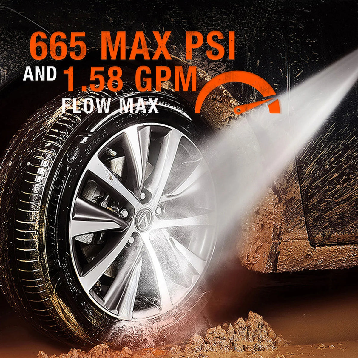 Nettoyeur haute pression à batterie Yard Force 20 V - 665 PSI - Buse 5 en 1, auto-amorçante