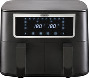 Friteuse à air chaud Bourgini Duo 2 x 4,0 L - Sans PFAS - Airfryer XXL - 2 tiroirs avec fonction de synchronisation - Écran tactile - 8 L - 2 600 W - Noir