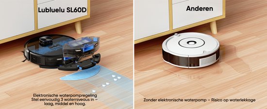 Robot aspirateur Lubluelu SL60D avec LiDAR LDS9.0 – Puissance d'aspiration de 4 000 Pa – Aspirateur et laveur 2-en-1 – Application et commande vocale