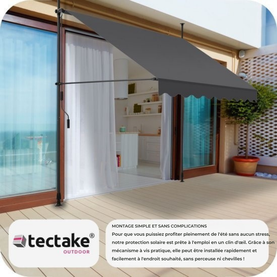 Store - Tectake - Store à pinces - Parasol réglable - 150 x 180 cm -  Noir