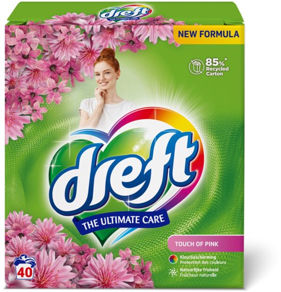 Lessive en poudre Dreft Touch Pink, 40 lavages - 2,6 kg