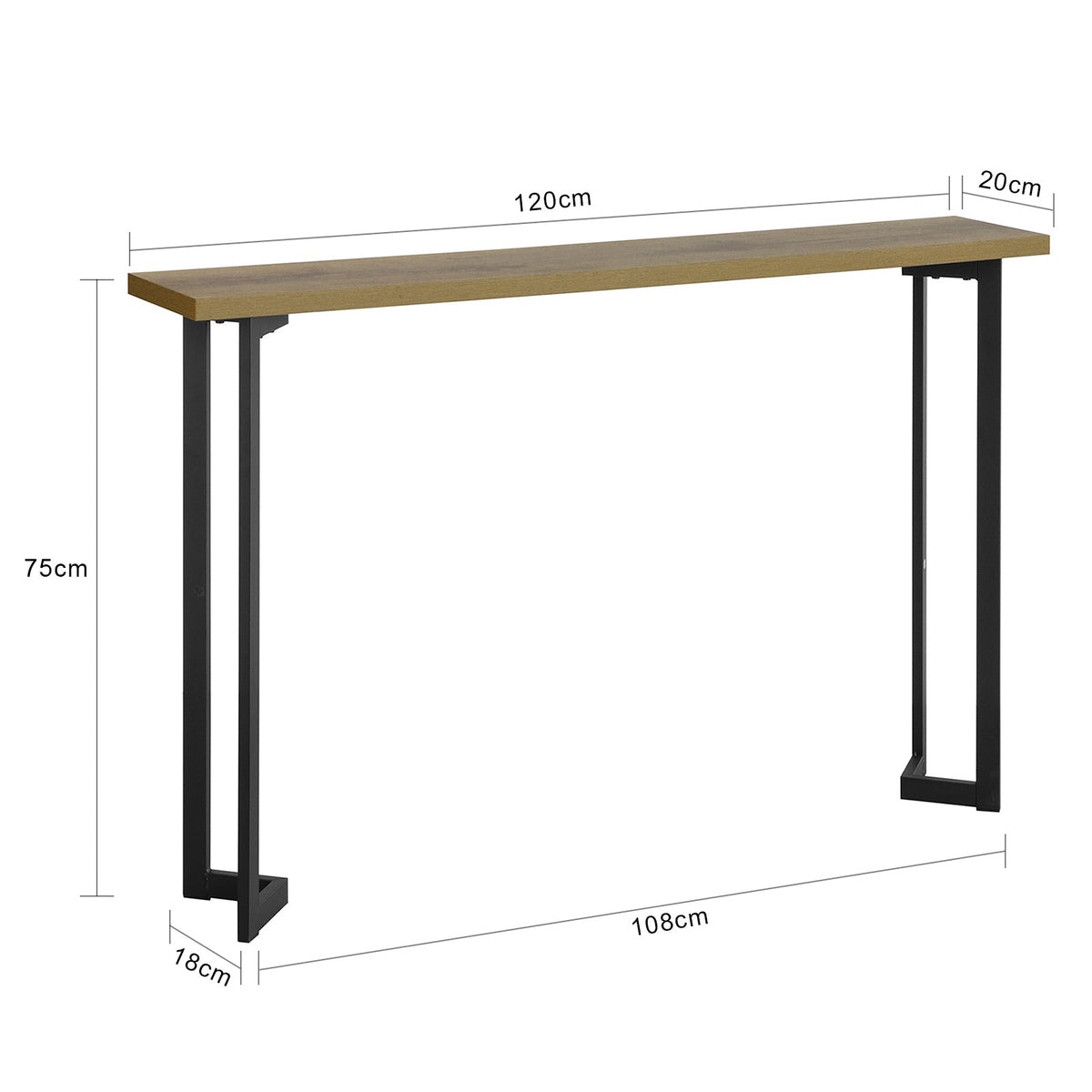 SoBuy Table d'entrée - Moderne - Max. 50 kg - 120 x 20 x 75 cm - Moderne