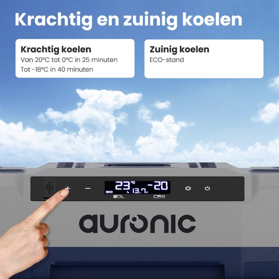 Auronic Compressor Coolbox Electric 12V et 230V - Congélation et réfrigération - Coolbox - 40L - Frigobox - Bleu