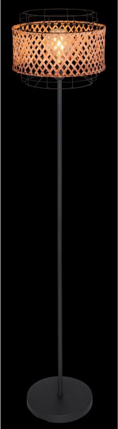 Lampadaire GINA Metal 151.0cm Matt Black | Bamboo E27 1-Light