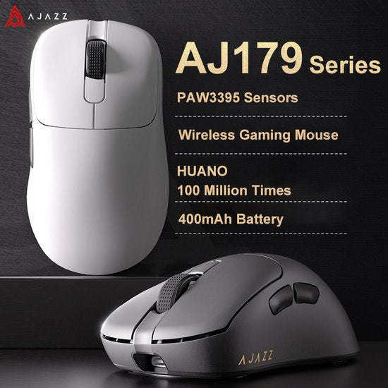 Ajazz AJ179 - Souris de jeu sans fil - 26000DPI - Filaire/2.4G - PAW3395 - Léger 58G - Blanc
