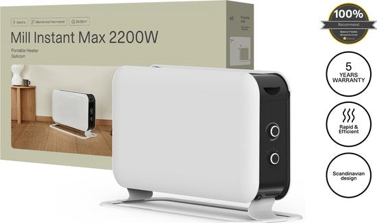 Mill CO2200MECMAX - radiateur à convection design - 2 200 W - jusqu'à 30 m² - garantie de 5 ans