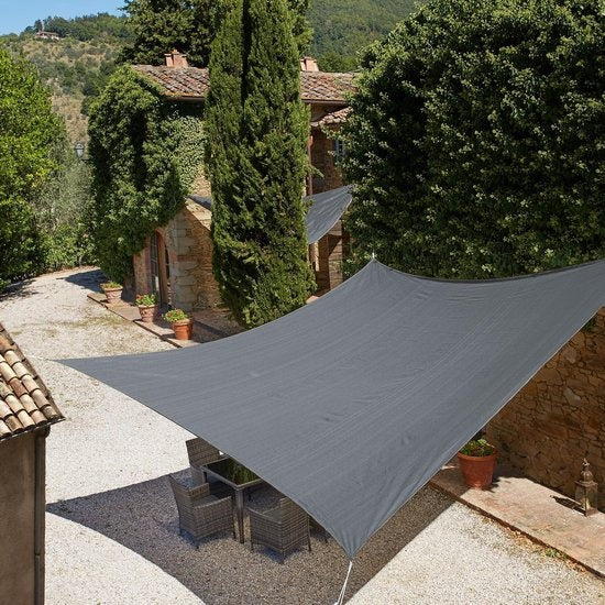 Auvent carré en polyéthylène - tectake - variante 2 500 x 500 cm - gris