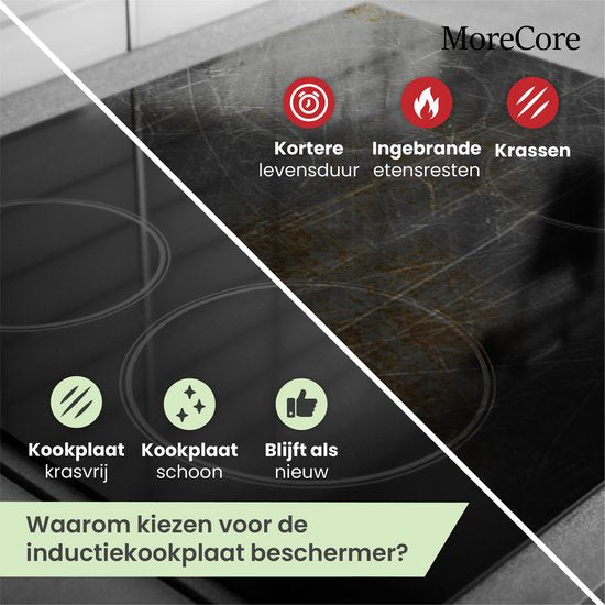 Protecteur pour plaque à induction MoreCore - Résistant à la chaleur jusqu'à 280 °C - Tapis d'induction ronds - Protège-casseroles - Dessous-de-plat pour casseroles - Plaque de protection pour plaque de cuisson - Tapis d'induction - Protecteur d'induction