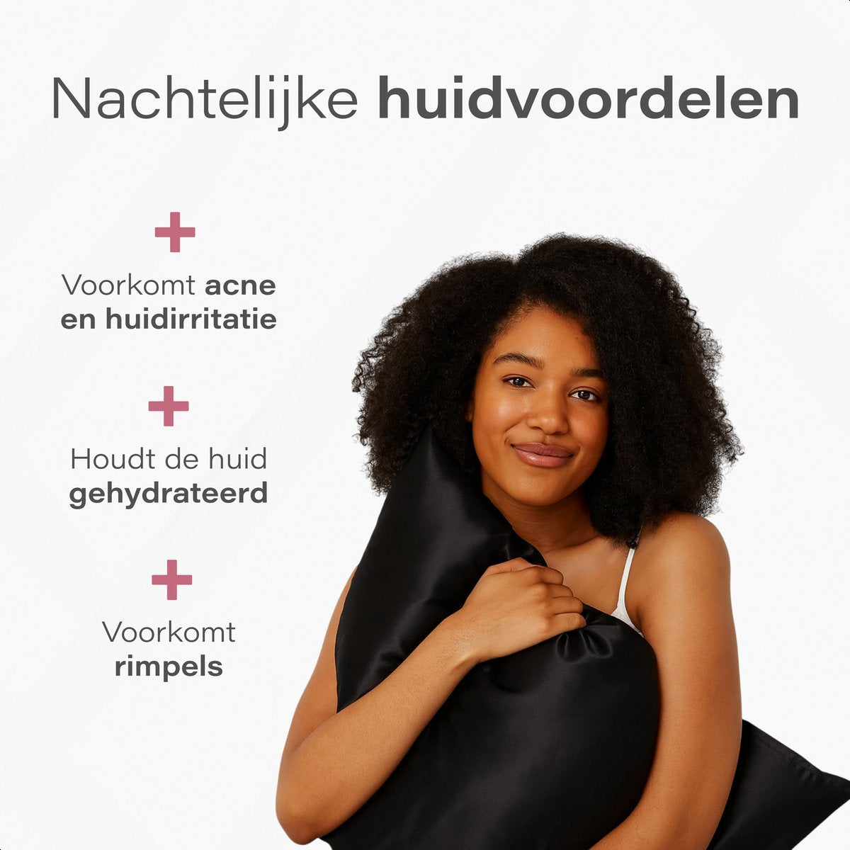 Ensemble en satin doux et soyeux - 2 taies d'oreiller 60 x 70 cm avec bonnet et masque de sommeil - Noir