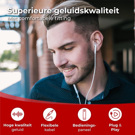 Nuvance - Ecouteurs avec câble et microphone - Convient à Apple Lightning - Ecouteurs intra-auriculaires - Casque - Blanc