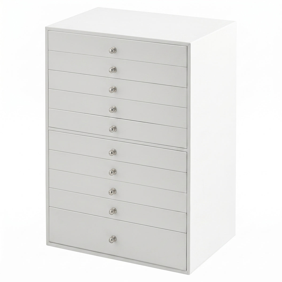 JOYFURNOS Organiseur à bijoux avec tiroirs, grande boîte de rangement, idée cadeau moderne pour la chambre à coucher, 10 étages, blanc