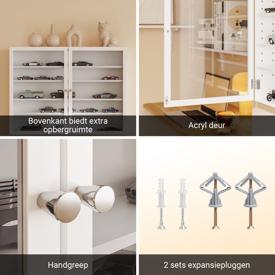 Armoire murale SoBuy avec 2 portes battantes et 4 étagères réglables – Armoire de rangement peu encombrante – Fixation murale – Blanche – FSB113-W