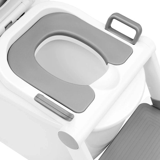 Siège de toilette pour enfants - Siège de toilette antibactérien - Soft-Close - PVC - Blanc-Gris - 38x40 cm