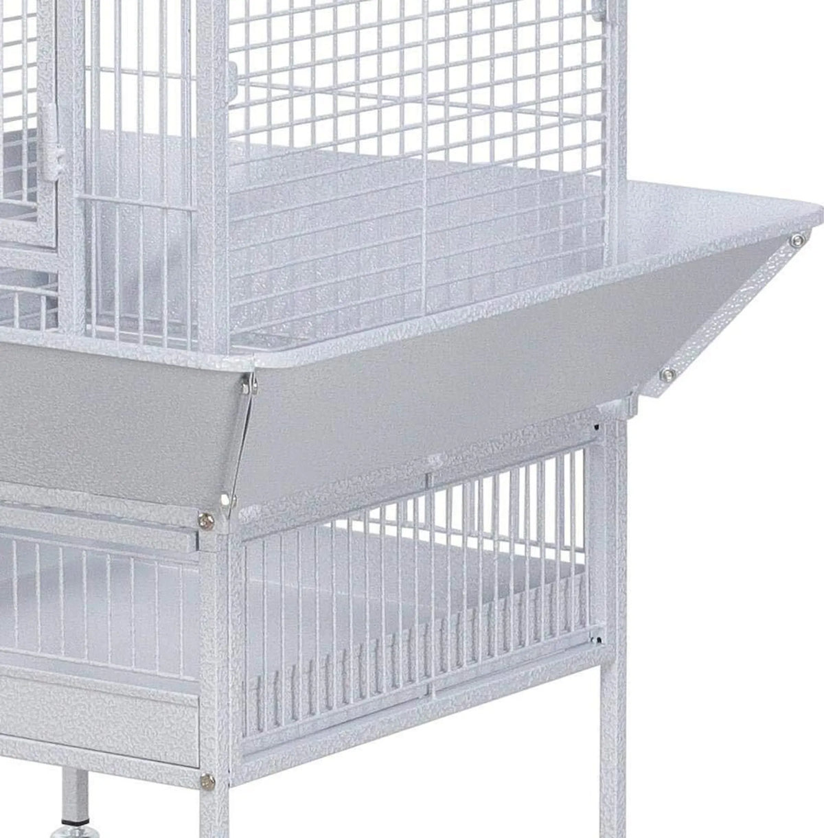 Yaheetech Cage pour perroquets avec plateau de jeu - équipée d'un collecteur de graines, de tiroirs à fumier extensibles et de portes d'alimentation - pour perruches et perroquets - fer blanc recouvert de poudre - 65,5 x 65,5 x 156 cm