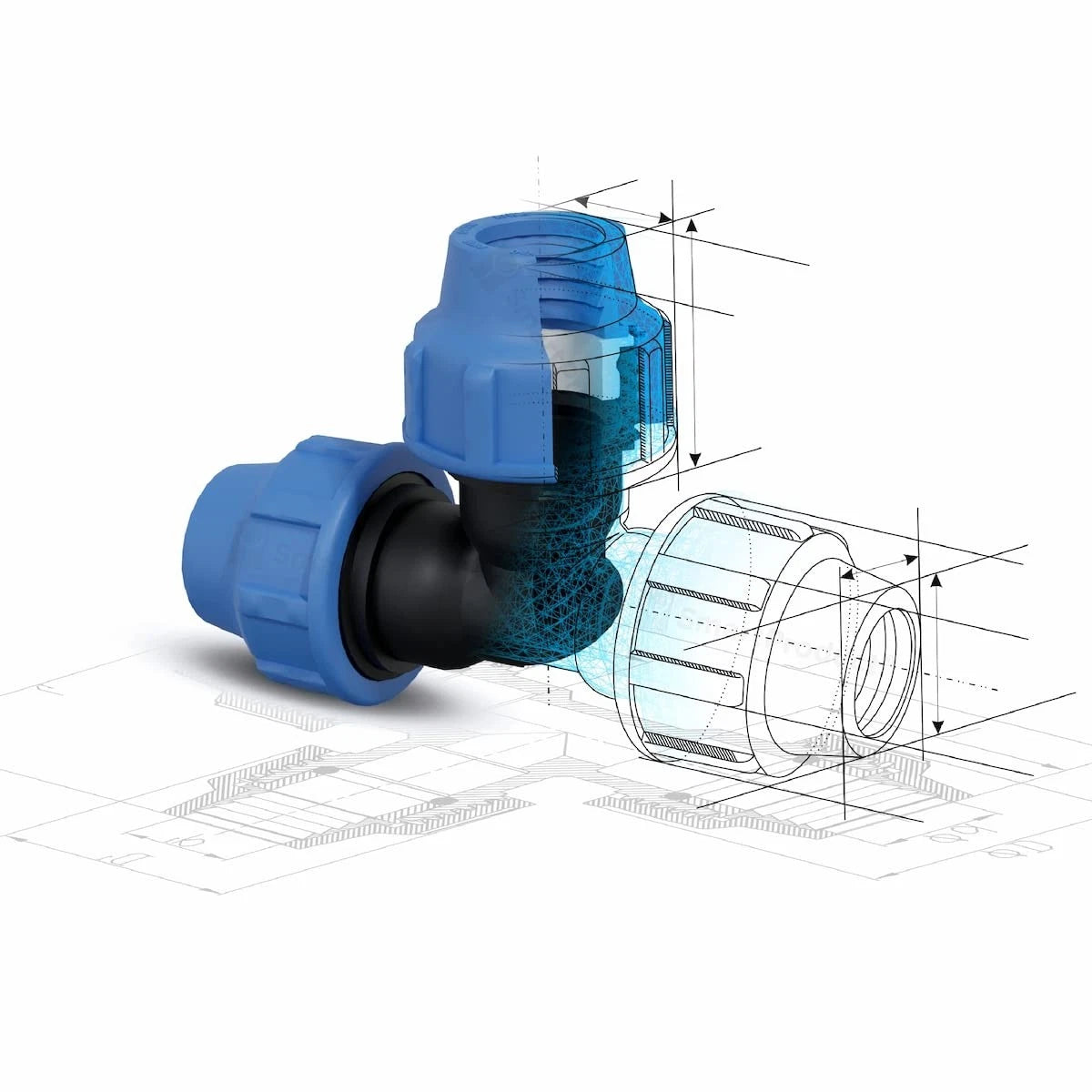 Coude à 90° en PE de 25 mm - PN16 - Certifié DVGW - Eau potable