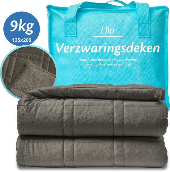 Couverture lestée Ella 9 kg - Couverture en velours et sherpa OEKO-TEX - Couverture lestée 135 x 200cm - Couverture lestée - Gris