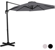 VONROC Premium Floating Parasol Bardolino Ø300cm - Base transversale et housse de protection incluses - Parasol rond - Orientable sur 360° - Inclinable - Toile résistante aux UV - Gris