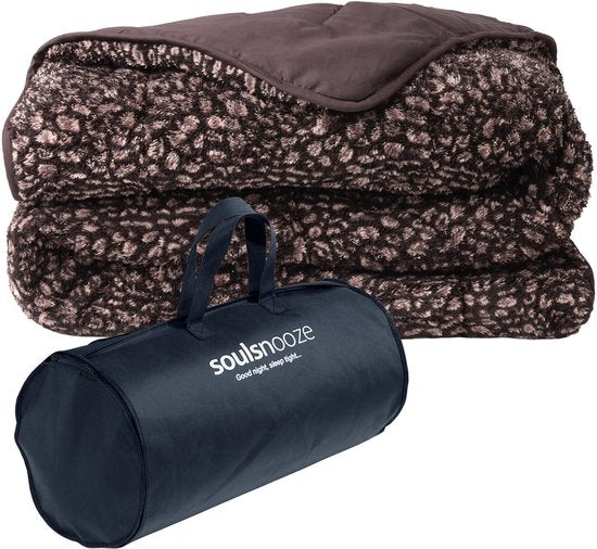 Couette Soulsnooze Teddy Pantera Anthracite 140×200 - Couette 2-en-1 sans housse - Couette lavable sans housse - Couverture - Couvre-lit - Plaid moelleux