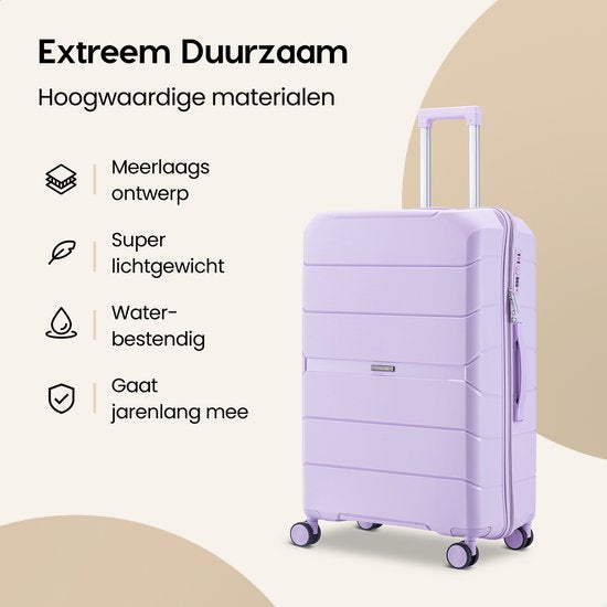 SKYCASES Urban Adventurer - Grande valise de voyage - Verrouillage par numéro - 49x30x75cm - 110L - Valise de voyage avec verrouillage de valise - Roues pivotantes - Violet