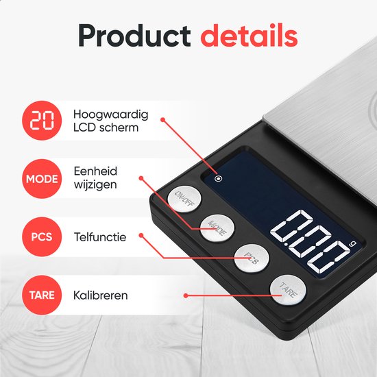 Kitchenwell digital mini precision kitchen scale - 0.01 à 500 grammes - 14.2 x 7.5 cm - balance de poche à piles - balance de cuisine