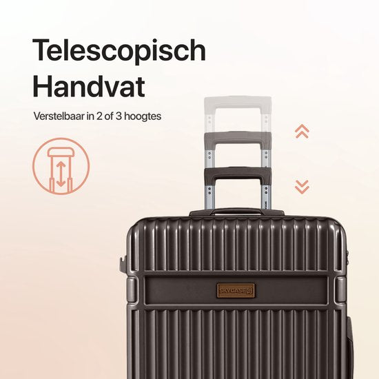 SKYCASES Classic Heritage - Grande valise de voyage - TSA Lock - 76x52x30 cm - 100L - XL Rolling Suitcase - 360° noiseless wheels - Lightweight - Trolley - Brown