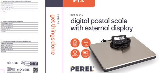 Balance postale numérique Perel avec affichage externe - 100 Kg / 10 G