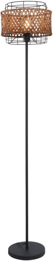Lampadaire GINA Metal 151.0cm Matt Black | Bamboo E27 1-Light