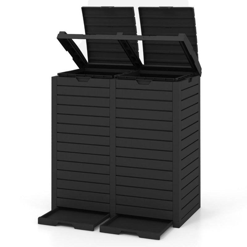 Poubelle Coast - double couvercle - bac amovible - noir - 77 x 40 x 86 cm