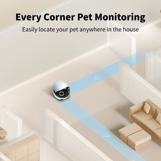 Enabot ROLA Mini - Robot intelligent pour animaux de compagnie - Caméra 2304 x 1296 - Batterie 5000 mAh