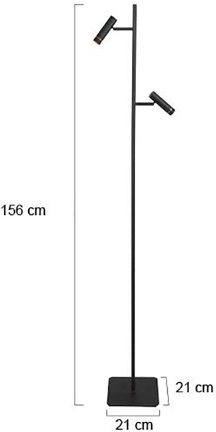 Lampadaire Lumo 4608ZW - lampe de lecture LED noire moderne de Mexlite, hauteur 125 cm, orientable et inclinable, avec des points d'éclairage réglables et un variateur tactile