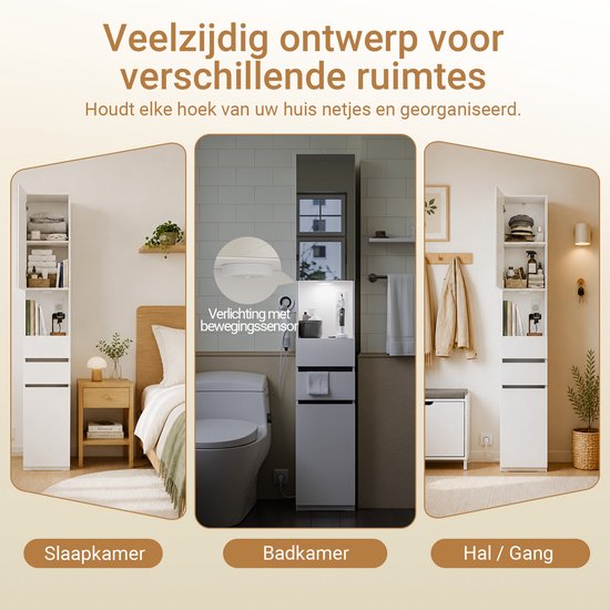 Armoire de salle de bains SoBuy BZR240-E-W - 30 x 30 x 180,5 cm - Blanc