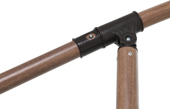 Parasol suspendu AXI Dion Ø 300 cm, aspect chêne/vert – Armature thermolaquée avec pied en croix