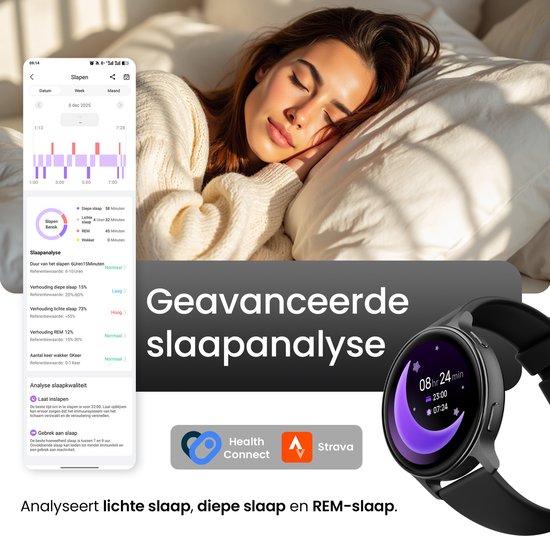 Maoo Ventura 2 - Montre connectée GPS pour femme - Écran AMOLED - Bracelet en silicone, en cuir et de sport - Podomètre - Cardiofréquencemètre - Suivi du sommeil - Fonction d'appel - AOD - Multisport - Compatible avec Android et iOS - Noir