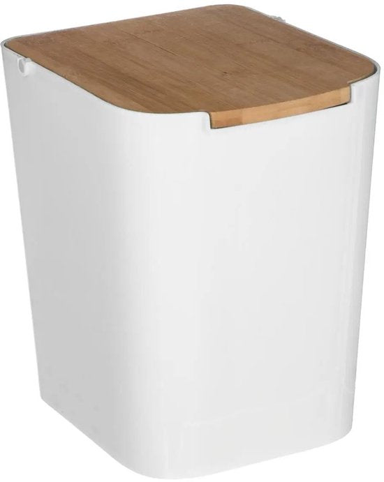 Poubelle 5Five - 5 litres - bambou - blanc/marron clair - 24 x 19 cm - poubelle de salle de bains
