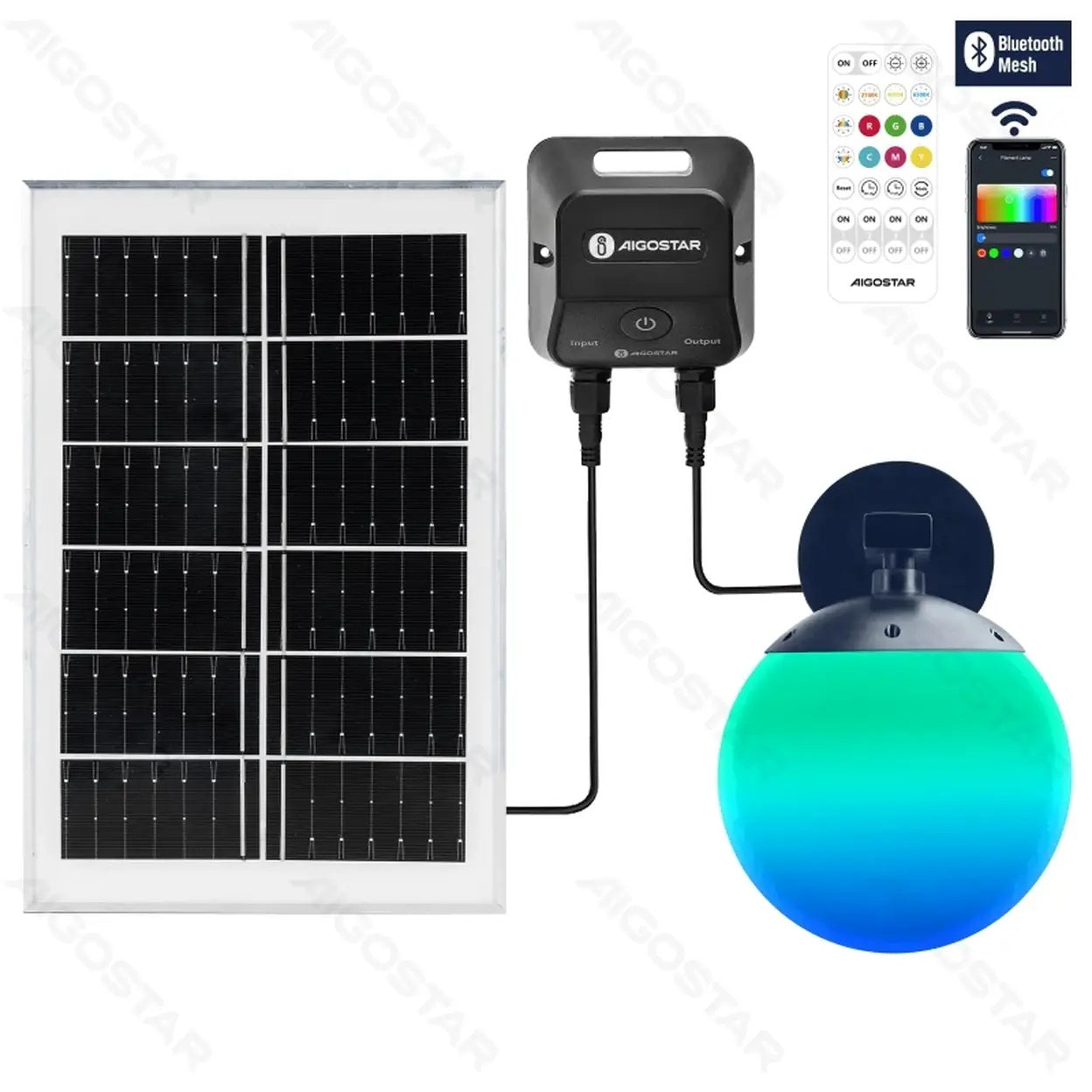Applique solaire intelligente Aigostar - Bluetooth Mesh - RGBCCT - 20 W