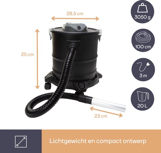 Aspirateur Perel Ash, filtre HEPA, fonction soufflerie, 1200 W, 20 l