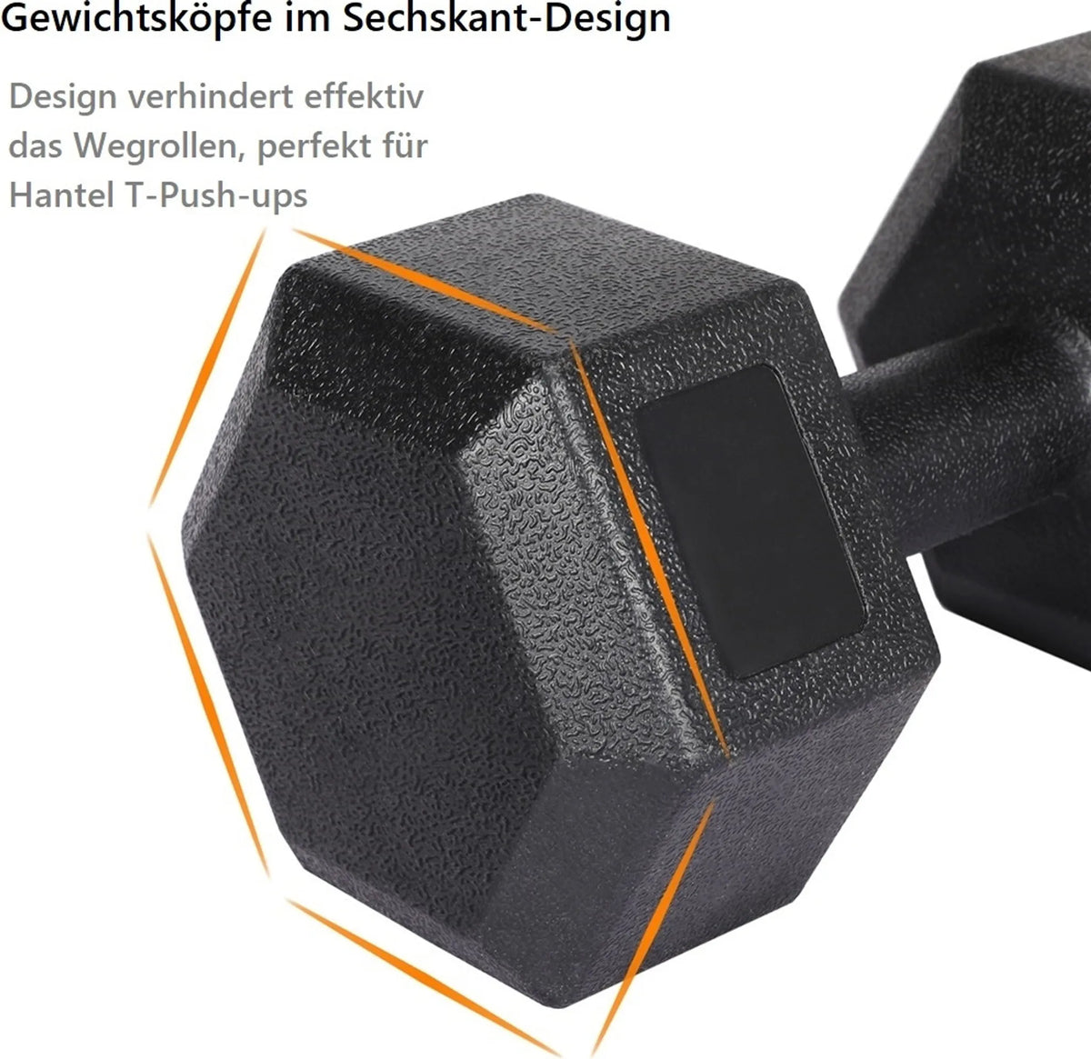 Yaheetech Jeu d'haltères de 2 x 8 kg - 33.5 x 17 x 15 cm - Tête hexagonale, conception antiroulis et revêtement en plastique - Pour la musculation et la gym à domicile - Plastique noir et béton