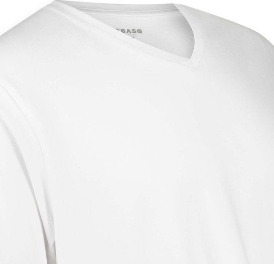 LebasQ - T-shirt Davis pour hommes - 3 packs - avec col en V - Extra long - Convient comme maillot de corps - Blanc - L - Coton