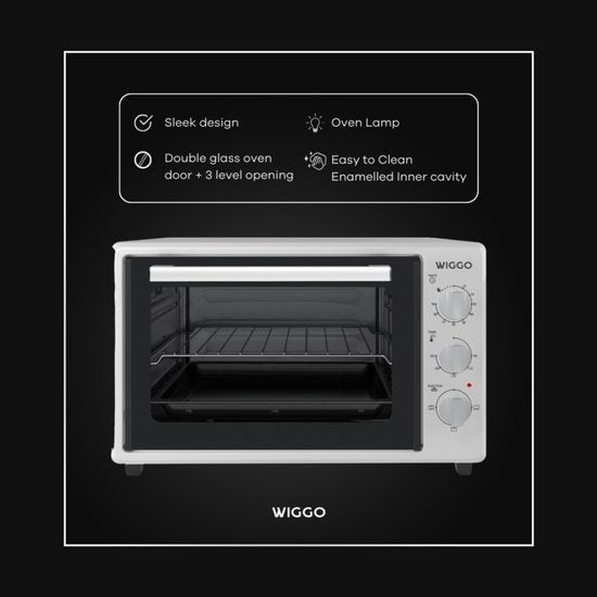 Wiggo WMO-E353(W) - Mini-four autonome - Électrique - 50 cm - 35 litres - 1 800 W - Garantie 5 ans - Blanc