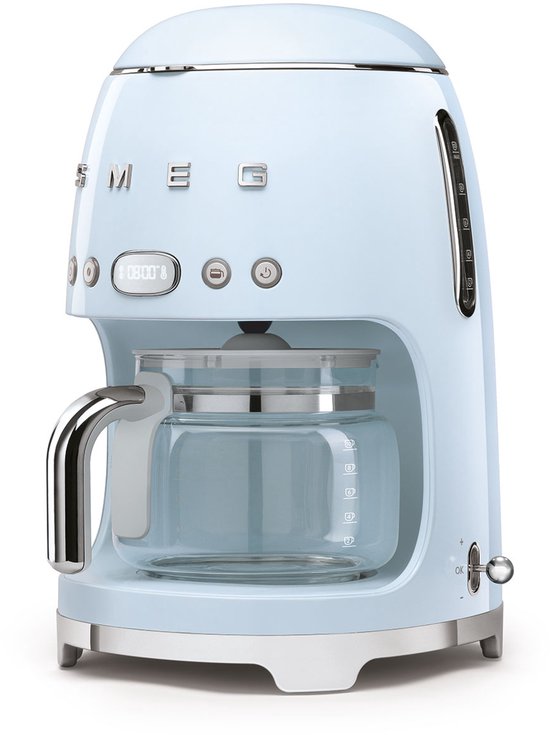Cafetière à filtre SMEG DCF02PBEU - Cafetière - 10 tasses - Fonction de maintien au chaud 40 min - Réglage de l'arôme - Fonction de démarrage programmable - Style années 50 - Bleu pastel