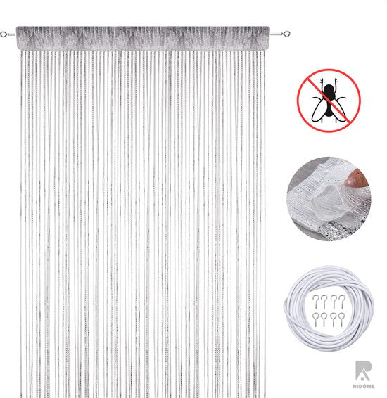 Moustiquaire Ridôme - Moustiquaire de porte - Élégante - Fil de suspension inclus - Moustiquaire en plastique - 100 x 200 cm - Blanche