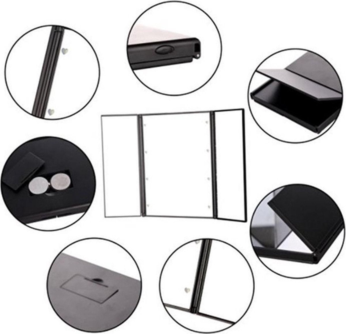 Miroir avec éclairage LED - Miroir de maquillage - Noir