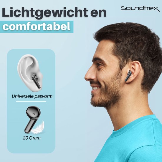 Soundtrex X-Pro Wireless Earphones - Ecouteurs Bluetooth - Earpods sans fil - Ecran LED - Bluetooth 5.3 - Noir