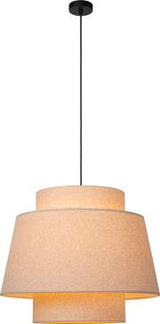 Lucide TRIBUTE - Suspension - Ø 60 cm - 1xE27 - Beige - Japandi