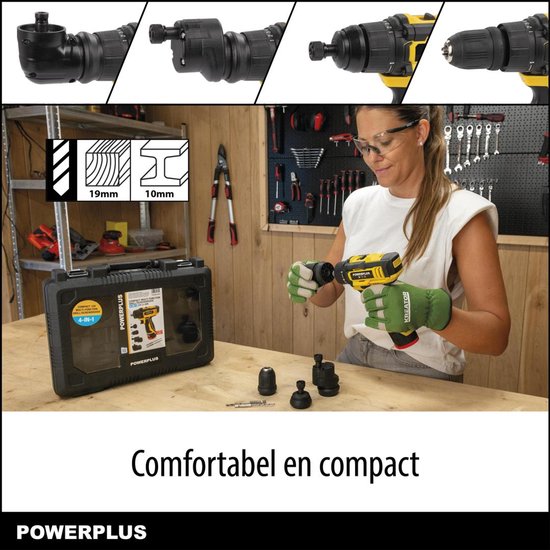 Tournevis multifonction compact 4-en-1 12 V POWXBOX001 – avec batterie 12 V et chargeur 2,0 Ah