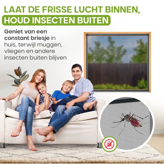 O'DADDY® Window Screen - 100x150 cm - Moustiquaire adaptable - Fibre de verre - Maille métallique - Moustiquaire - Polyvalente et facile à installer - Noir