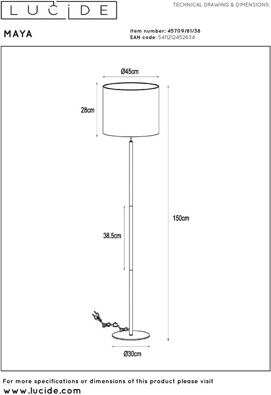 Lucide MAYA - Lampadaire - Ø 45 cm - 1xE27 - Beige - Japandi